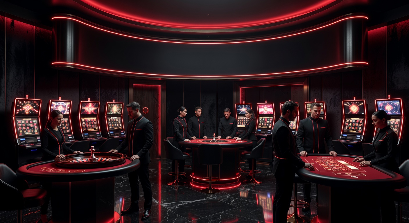 Premium social casino team concept with dark neon red environment