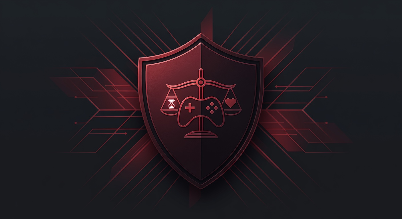 Responsible gaming awareness banner with modern dark red style